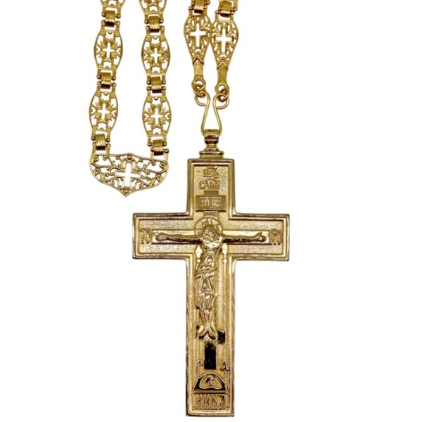 Хрест латунний у позолоті з ланцюгом арт. 2.7.0272лп від компанії Іконна лавка - фото 1