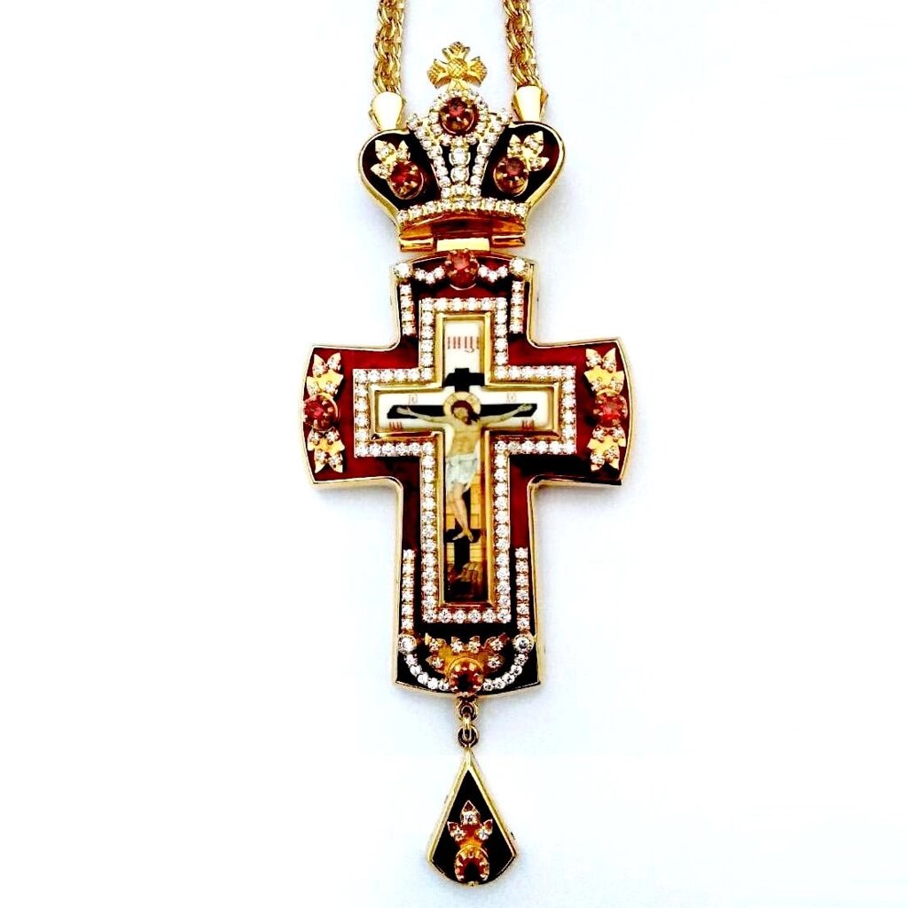 Хрест латунний у позолоті з ланцюгом від компанії Іконна лавка - фото 1