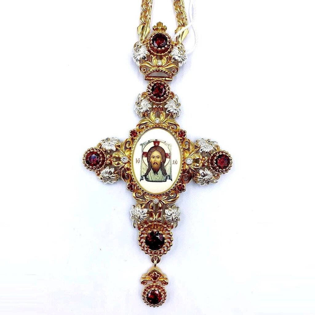 Хрест латунний у позолоті з ланцюгом від компанії Іконна лавка - фото 1