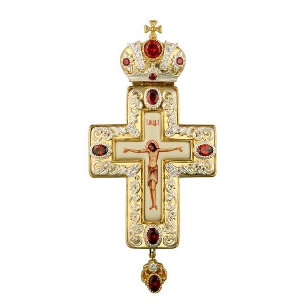 Хрест латунний у позолоті з принтом від компанії Іконна лавка - фото 1