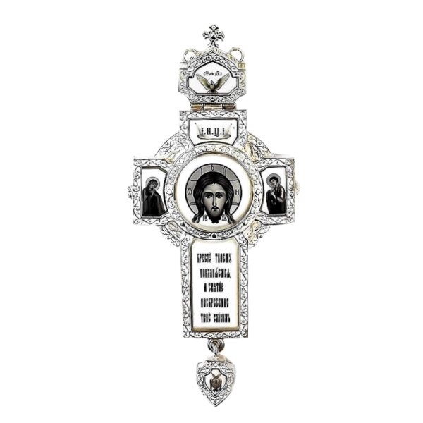 Хрест латунний у срібло з деколью від компанії Іконна лавка - фото 1