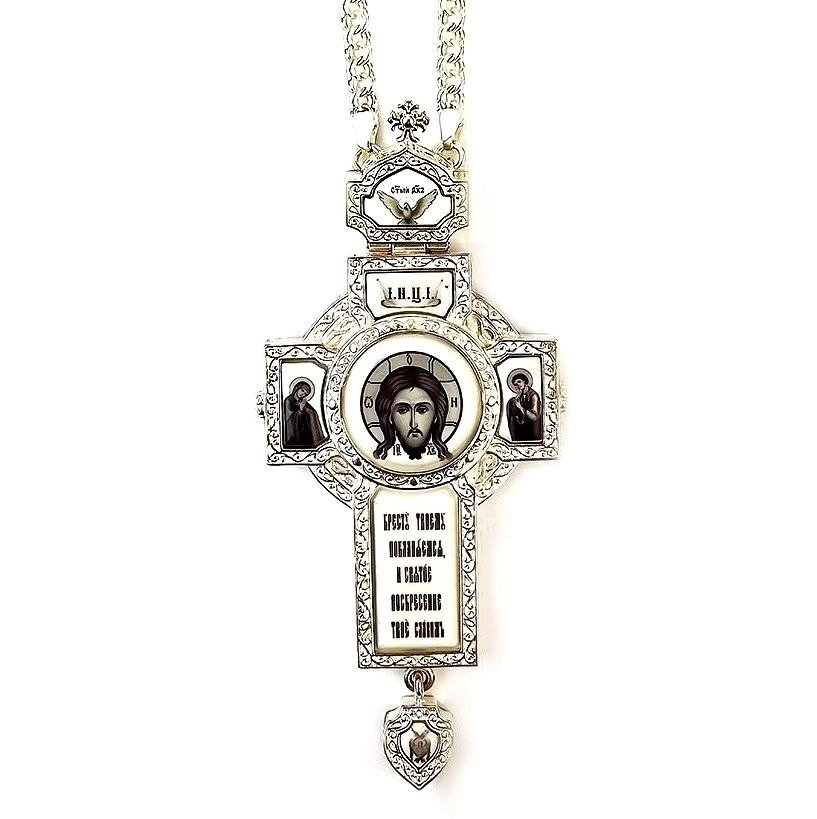 Хрест латунний з деколью та ланцюгом арт. 2.7.0201л від компанії Іконна лавка - фото 1