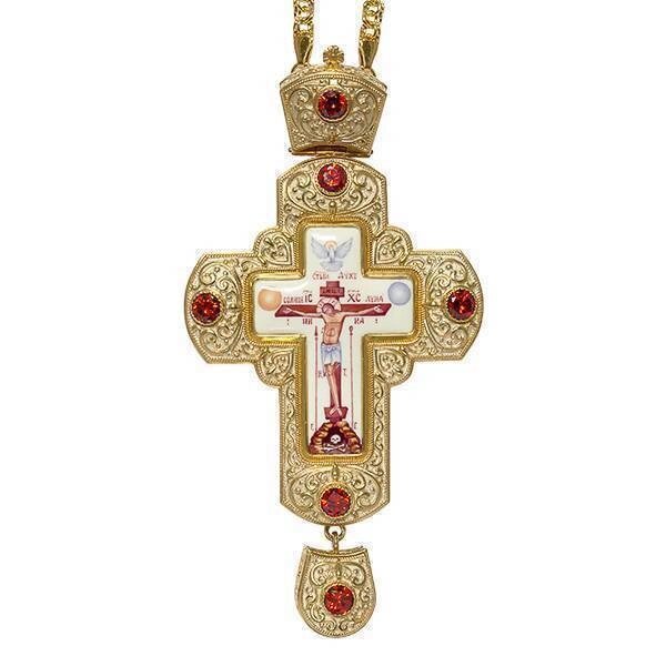 Хрест латунний з фініфтю та ланцюгом від компанії Іконна лавка - фото 1