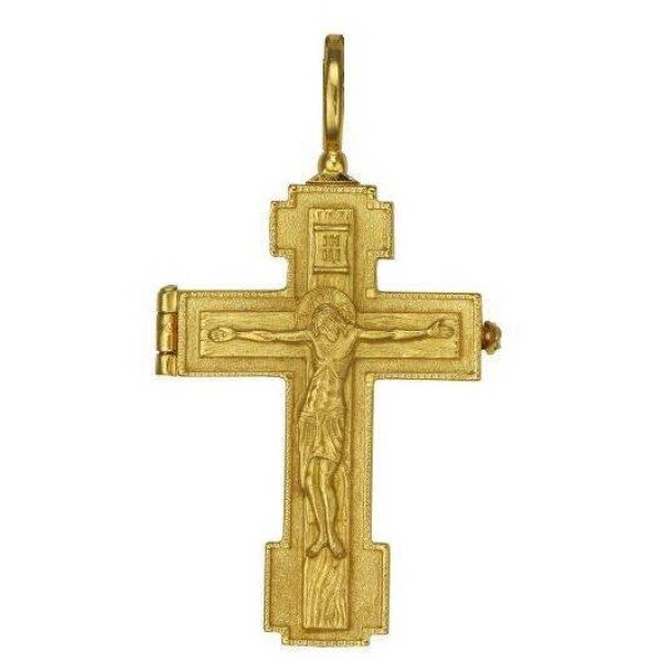 Хрест-мощовик латунний у позолоті від компанії Іконна лавка - фото 1