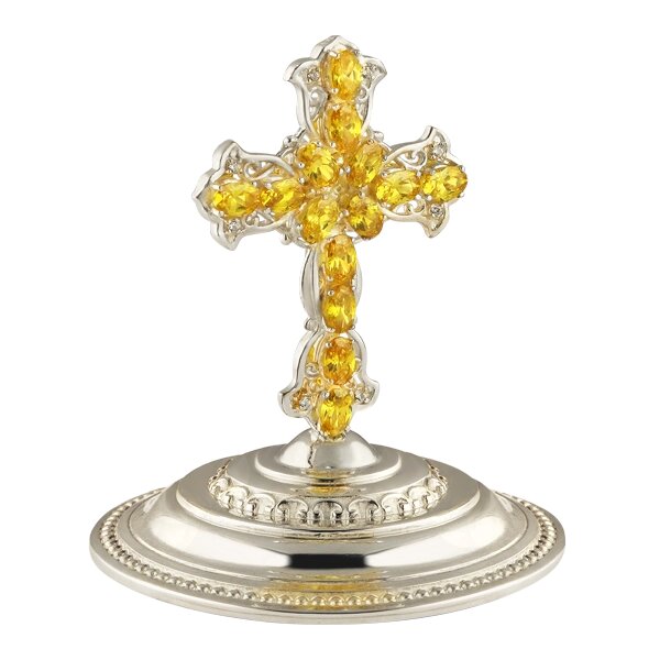 Хрест на митру латунний в срібленні і зі вставками від компанії Іконна лавка - фото 1