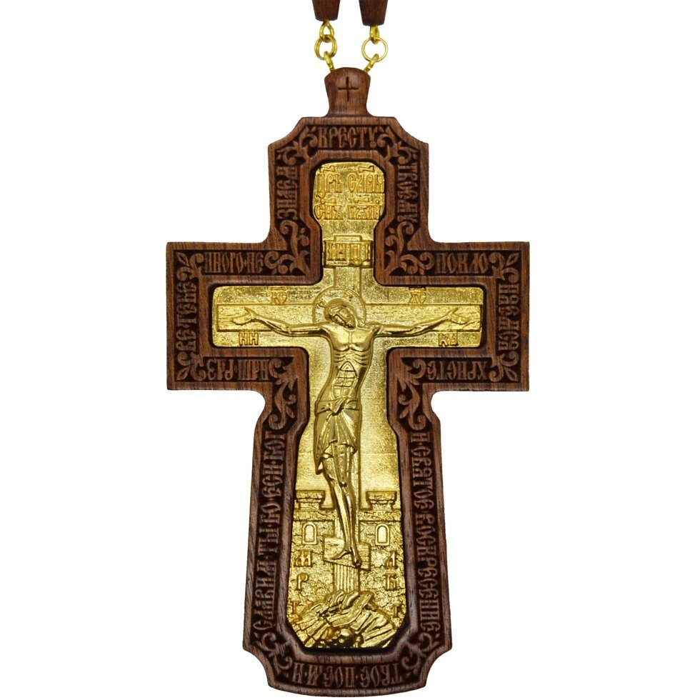 Хрест наперсний єрейський №2 (червоне дерево, позолота) від компанії Іконна лавка - фото 1