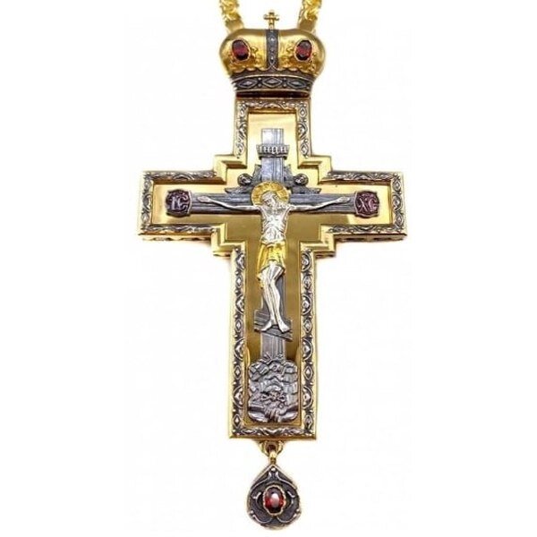 Хрест наперсний латунний у позолоті від компанії Іконна лавка - фото 1