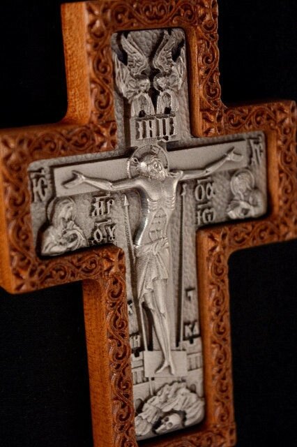 Хрест наперсний нагородний №7 (червоне дерево, сріблення) від компанії Іконна лавка - фото 1