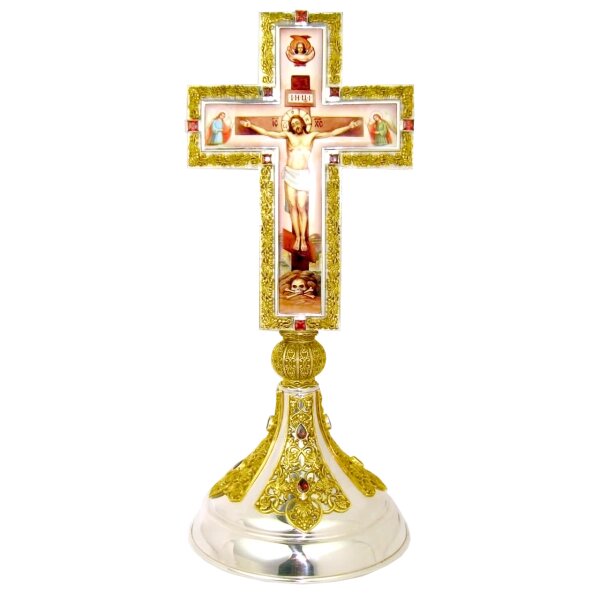 Хрест напрестольний латунний із фрагментарною позолотою від компанії Іконна лавка - фото 1