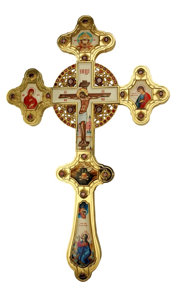 Хрест напрестольний латунний позолочений 724.6г від компанії Іконна лавка - фото 1