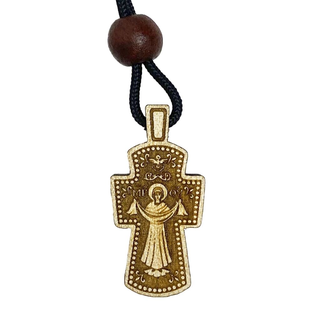 Хрест натільний дерев'яний Покрова Богородиці від компанії Іконна лавка - фото 1