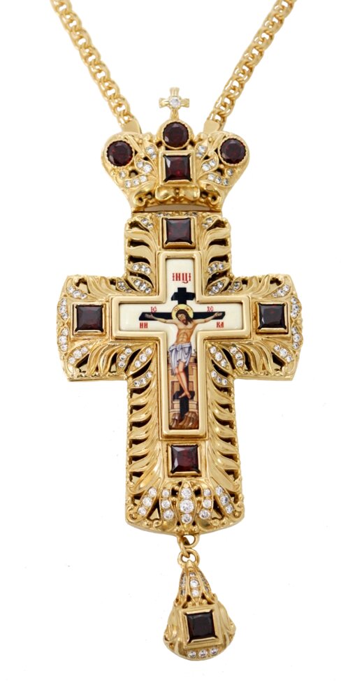 Хрест об'ємний з ланцюгом 2.7.0201лп для священика латунний позолочений від компанії Іконна лавка - фото 1