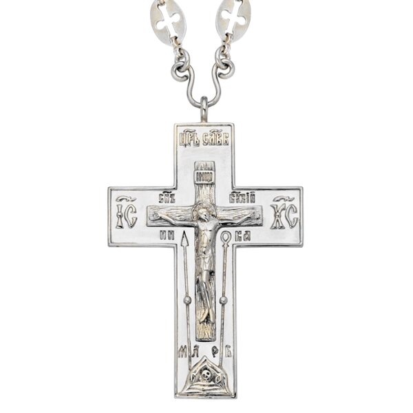 Хрест протоієрейський кабінетний для священнослужителя срібний з ланцюгом від компанії Іконна лавка - фото 1
