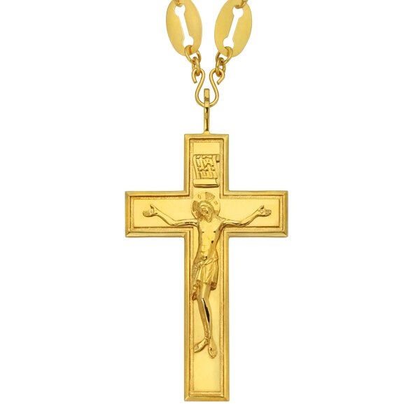 Хрест протоіерейскій латунний з ланцюгом 2.7.0246лп від компанії Іконна лавка - фото 1
