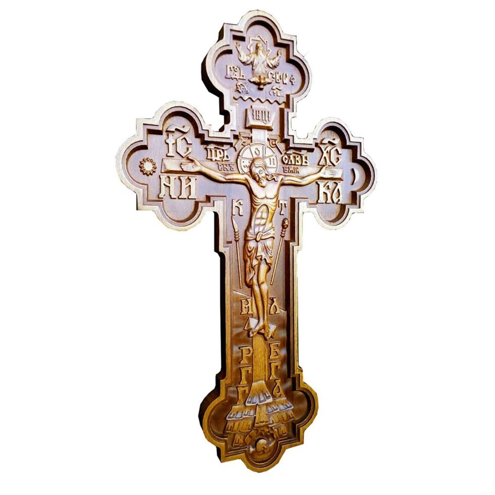 Хрест різьблений фігурний з бука 500х260х25мм від компанії Іконна лавка - фото 1