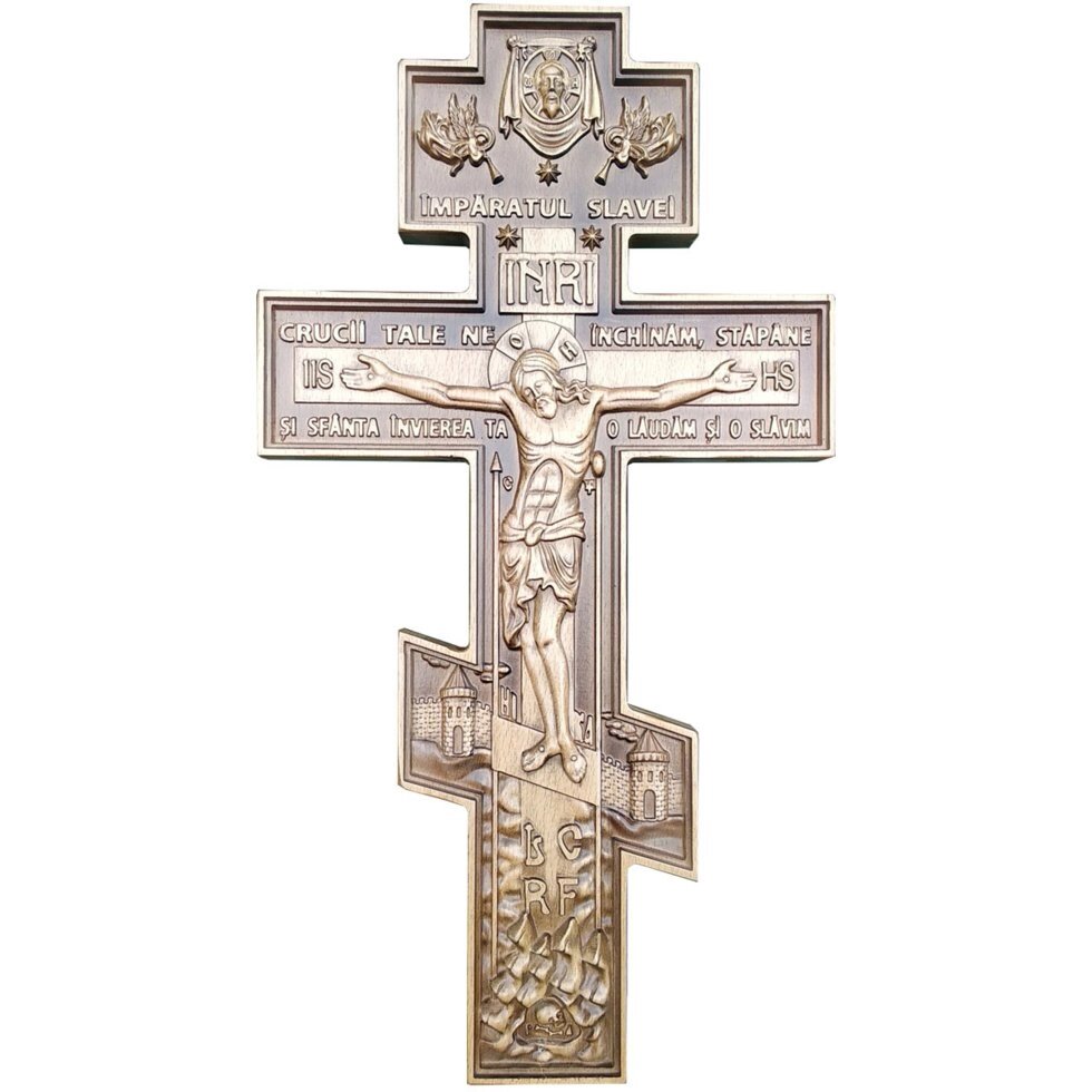 Хрест різьблений квадратний RUM з бука 500х260х25мм від компанії Іконна лавка - фото 1