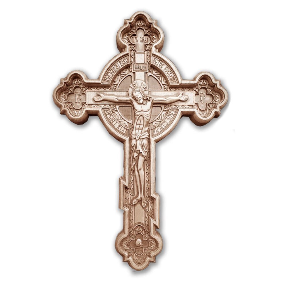 Хрест різьблений з колом з бука 500х260х25мм від компанії Іконна лавка - фото 1
