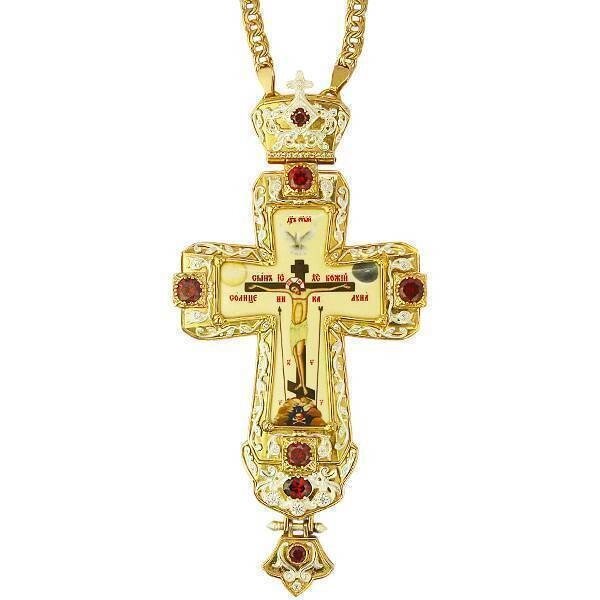 Хрест священнослужителя з латуні у позолоті з ланцюгом від компанії Іконна лавка - фото 1