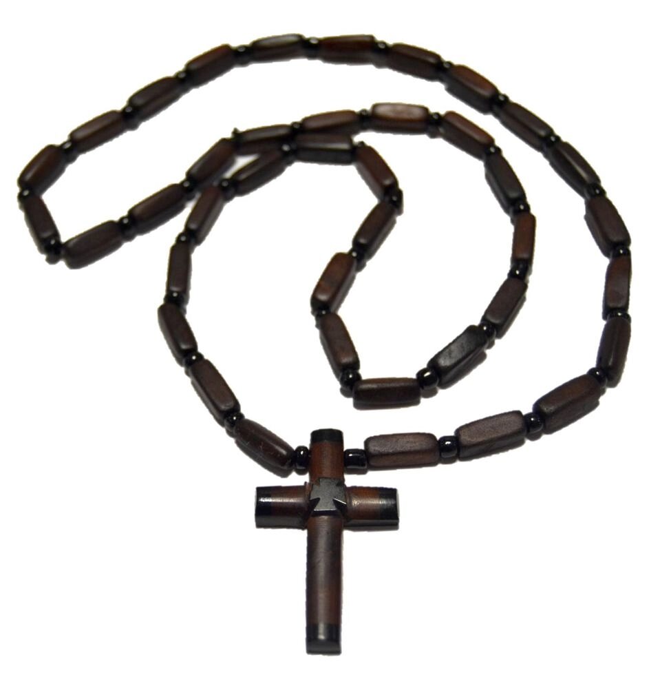 Хрест з ланцюжком з самшиту та гагату від компанії Іконна лавка - фото 1