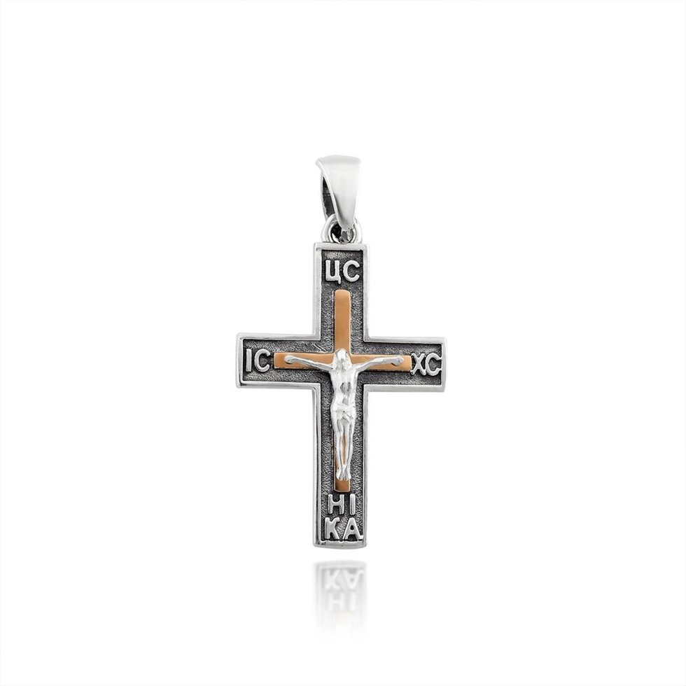 Хрест зі срібла з золотою пластиною без родію від компанії Іконна лавка - фото 1