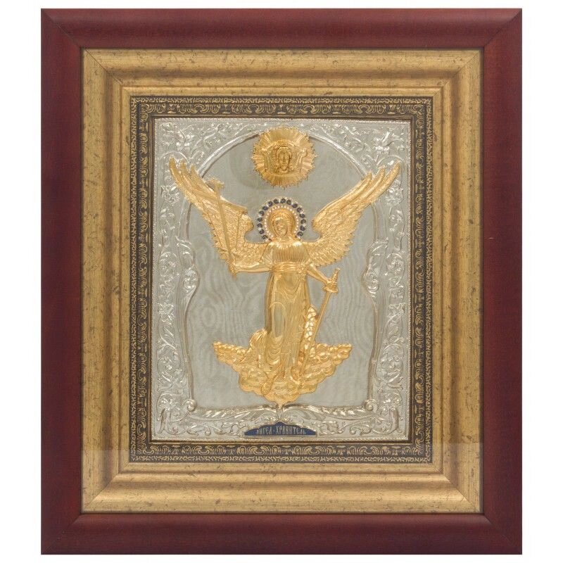 Ікона "Ангел Хранитель" зі срібла 35х30см від компанії Іконна лавка - фото 1