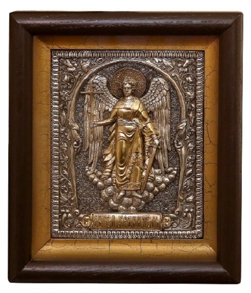 Ікона "Ангел Охоронець" в мідному окладі 25х21см від компанії Іконна лавка - фото 1