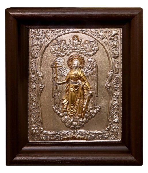 Ікона "Ангел Охоронець" в мідному окладі середня від компанії Іконна лавка - фото 1