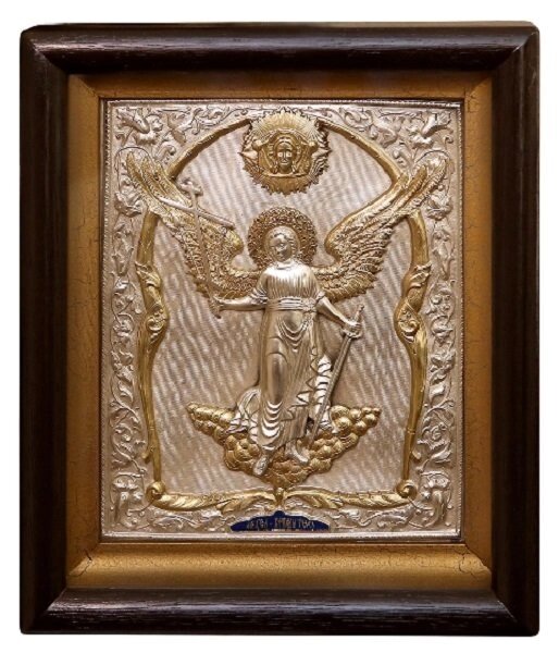 Ікона "Ангел Охоронець" в мідному окладі з емаллю від компанії Іконна лавка - фото 1