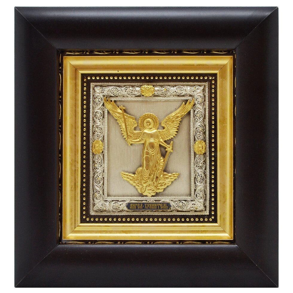 Ікона "Ангел Охоронець" зі срібла 16х15см від компанії Іконна лавка - фото 1