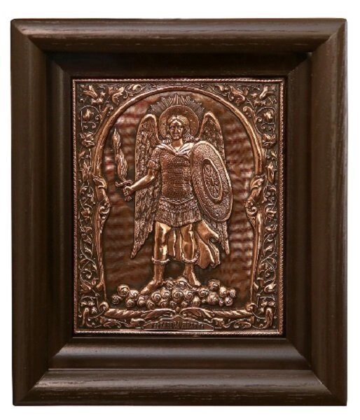 Ікона "Архангел Михаїл" в мідному окладі 24х21см від компанії Іконна лавка - фото 1