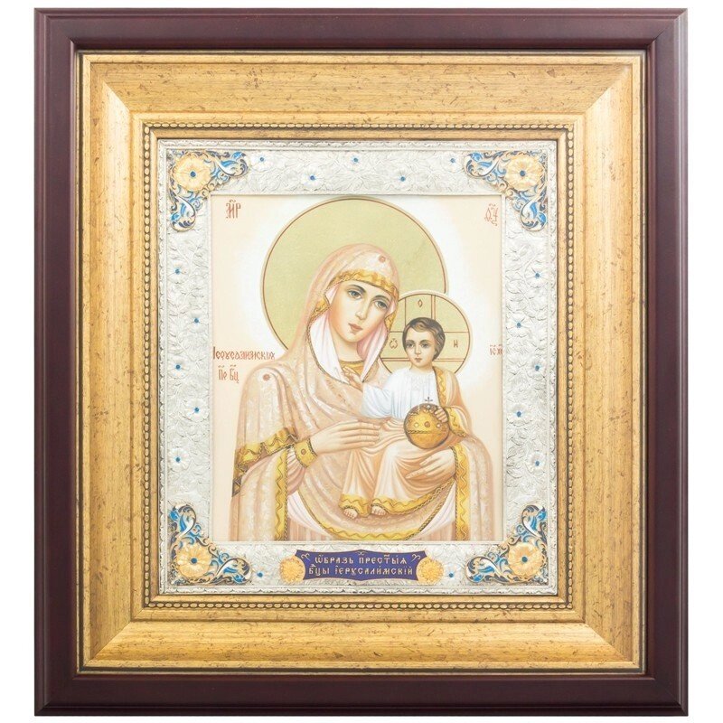Ікона "Богоматір Єрусалимська" зі срібла з позолотою від компанії Іконна лавка - фото 1