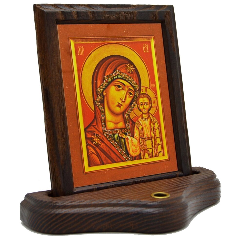 Ікона "Богоматір Казанська" на підставці від компанії Іконна лавка - фото 1