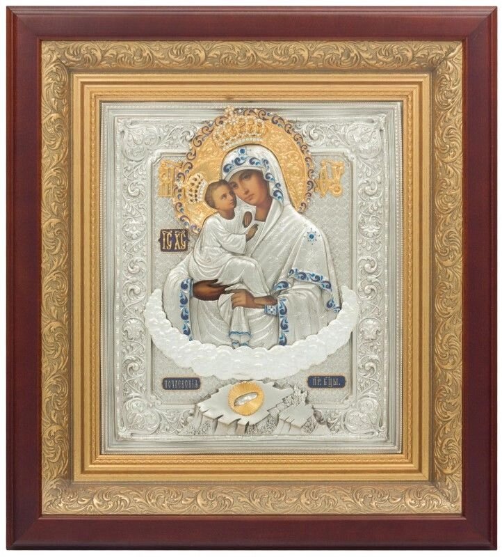 Ікона "Богоматір Почаївська" зі срібла від компанії Іконна лавка - фото 1