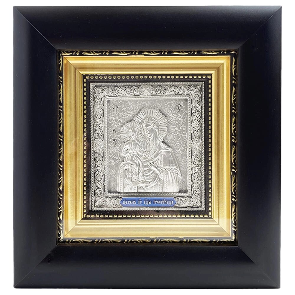 Ікона "Богоматір Троєручиця" зі срібла від компанії Іконна лавка - фото 1