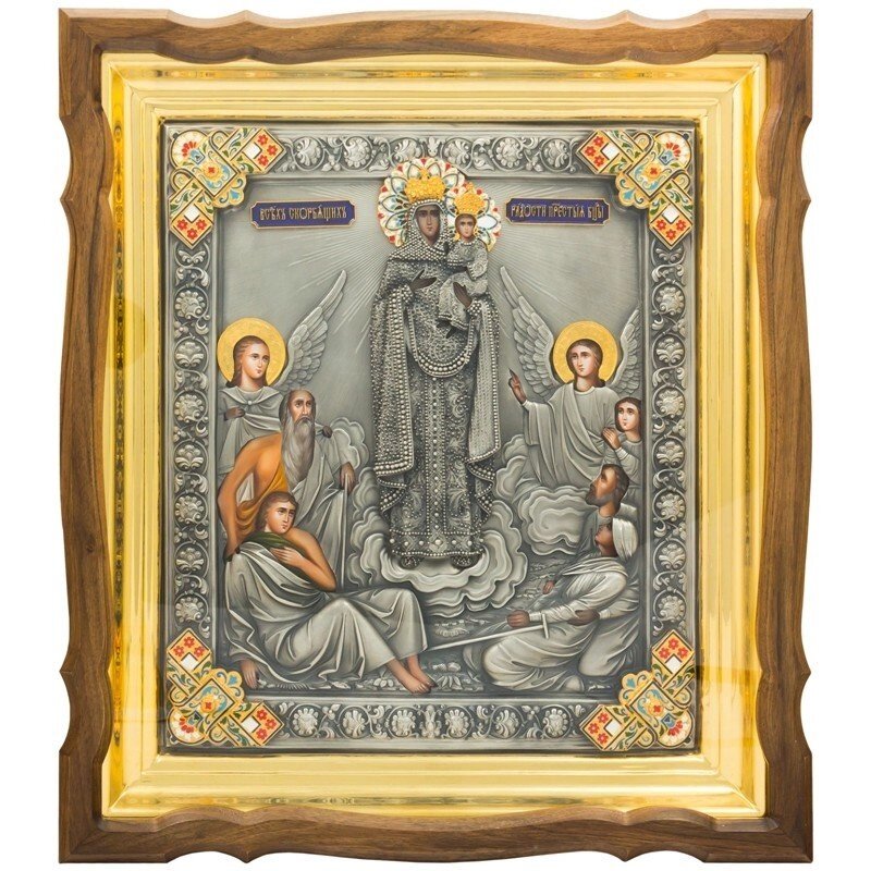 Ікона "Богоматір Всіх скорботних Радість" зі срібла від компанії Іконна лавка - фото 1
