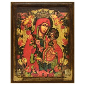 Ікона "Богородиця Нев'янучий цвіт" копія XIX століття на дереві 20х15 см