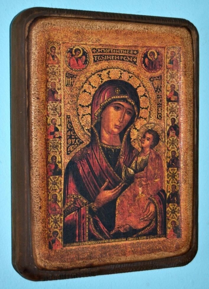 Ікона "Богородиця Іверська" копія XVII століття на дереві 20х15 см від компанії Іконна лавка - фото 1