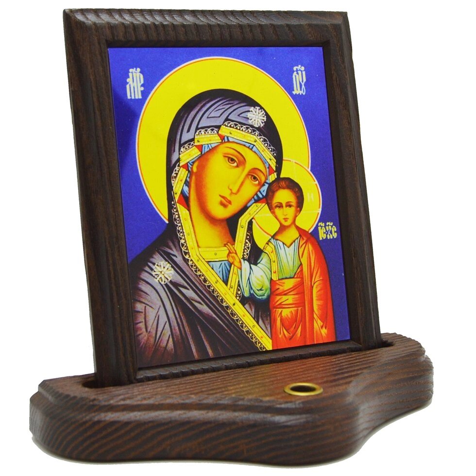 Ікона "Богородиця Казанська з Ісусом Христом" на підставці від компанії Іконна лавка - фото 1