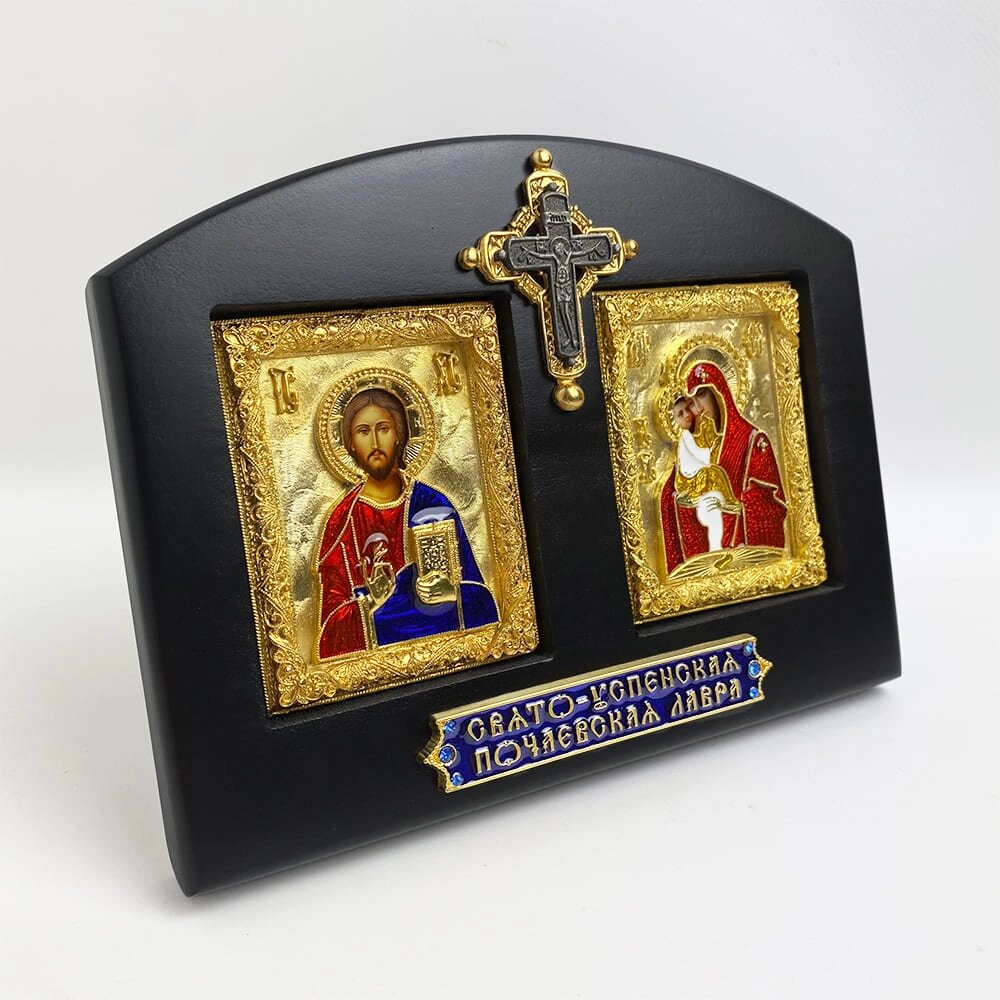 Ікона "Богородиця Почаївська та Спаситель" у позолоті від компанії Іконна лавка - фото 1