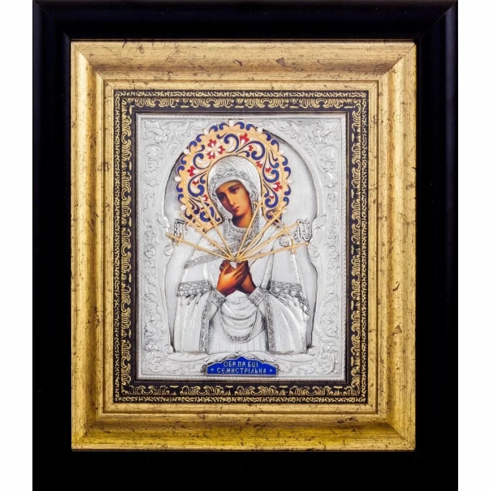 Ікона "Богородиця Семистрільна" срібна від компанії Іконна лавка - фото 1