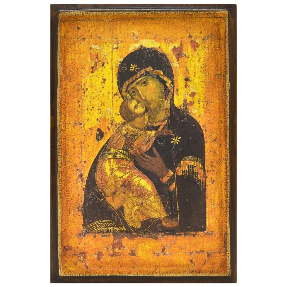 Ікона "Богородиця Володимирська" XII століття на дереві 11х9 см від компанії Іконна лавка - фото 1