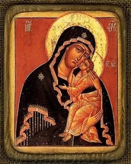 Ікона "Богородиця Ярославська" копія XV століття на дереві 20х15 см від компанії Іконна лавка - фото 1