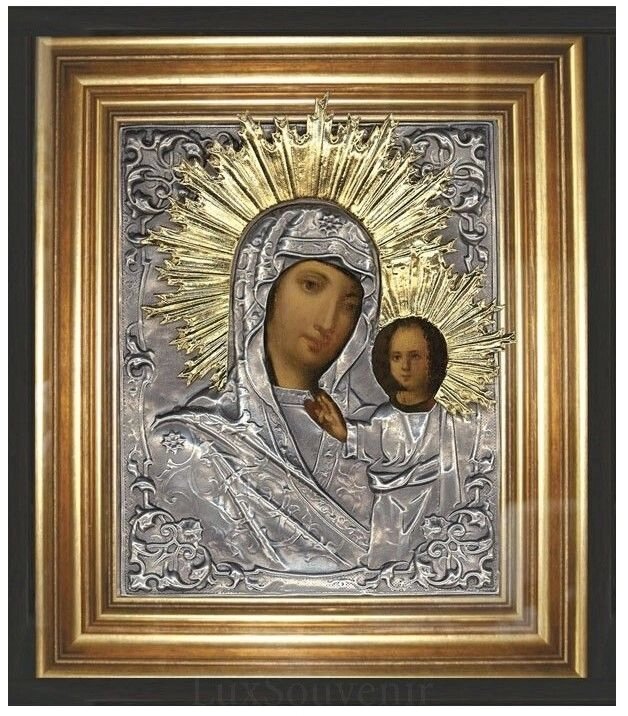 Ікона "Божа Матір Казанська" зі срібла з чорнінням від компанії Іконна лавка - фото 1
