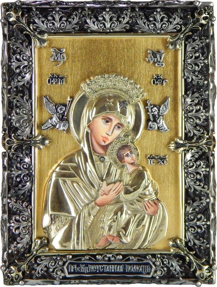 Ікона "Божа Матір Неустанної допомоги" з сусальним золотом від компанії Іконна лавка - фото 1