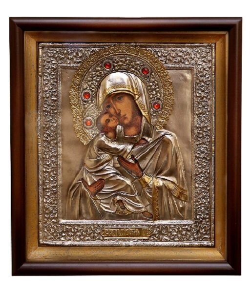 Ікона "Божа Матір Володимирська" в мідному окладі від компанії Іконна лавка - фото 1