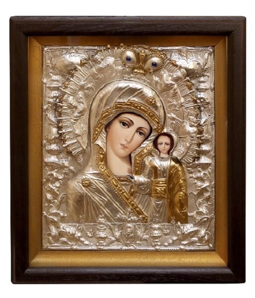 Ікона "Божої Матері Казанська" в мідному окладі від компанії Іконна лавка - фото 1