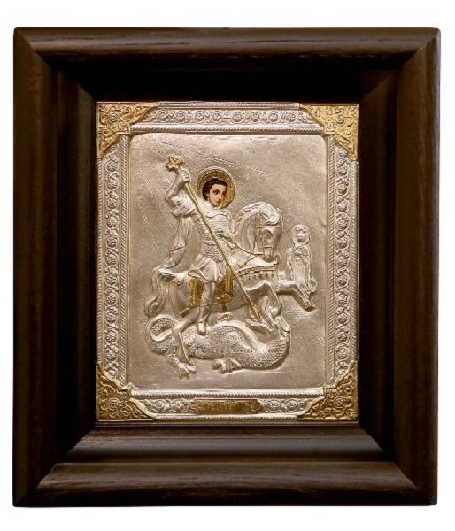 Ікона "Георгій Побідоносець" в мідному окладі ростовий від компанії Іконна лавка - фото 1