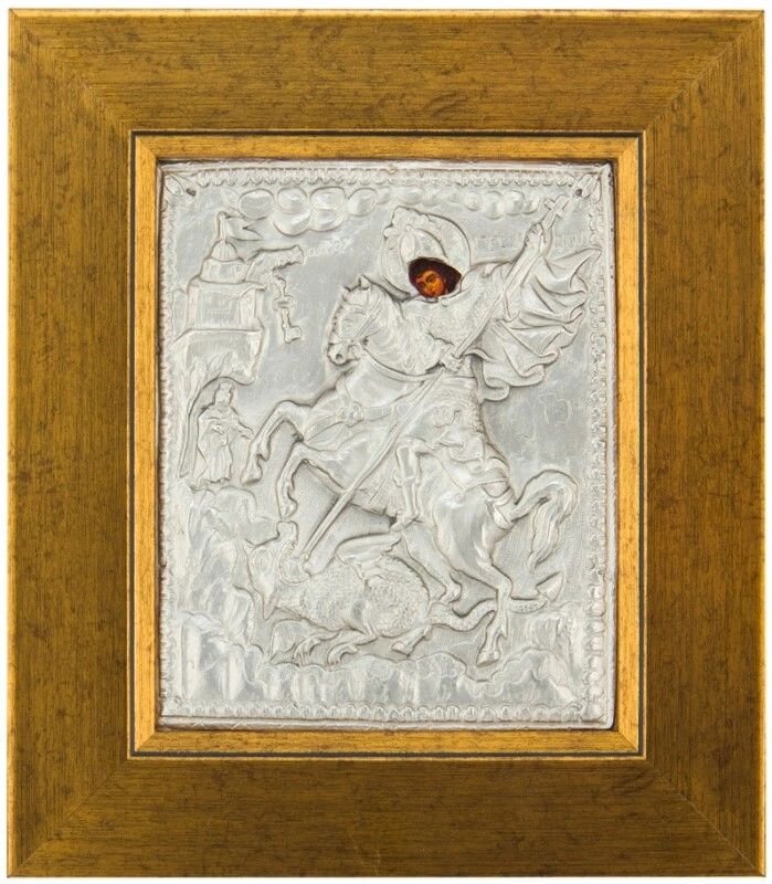 Ікона "Георгій Побідоносець" зі срібла 24х22см від компанії Іконна лавка - фото 1