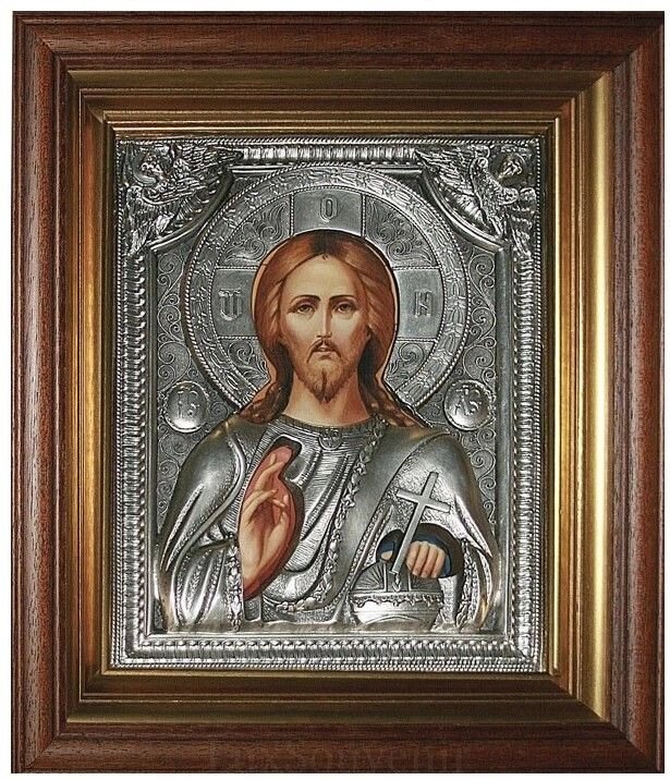 Ікона "Господь Вседержитель" зі срібла 30х26см від компанії Іконна лавка - фото 1