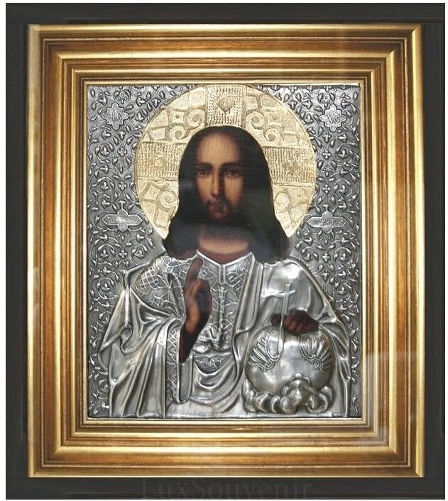 Ікона "Господь Вседержитель" зі срібла 37х32см від компанії Іконна лавка - фото 1